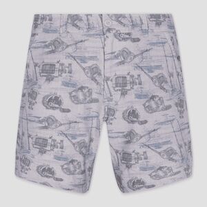 Psycho Tuna Men's Gray Deck Hand Shorts with Fishing Print | Size 36" | MSRP $60